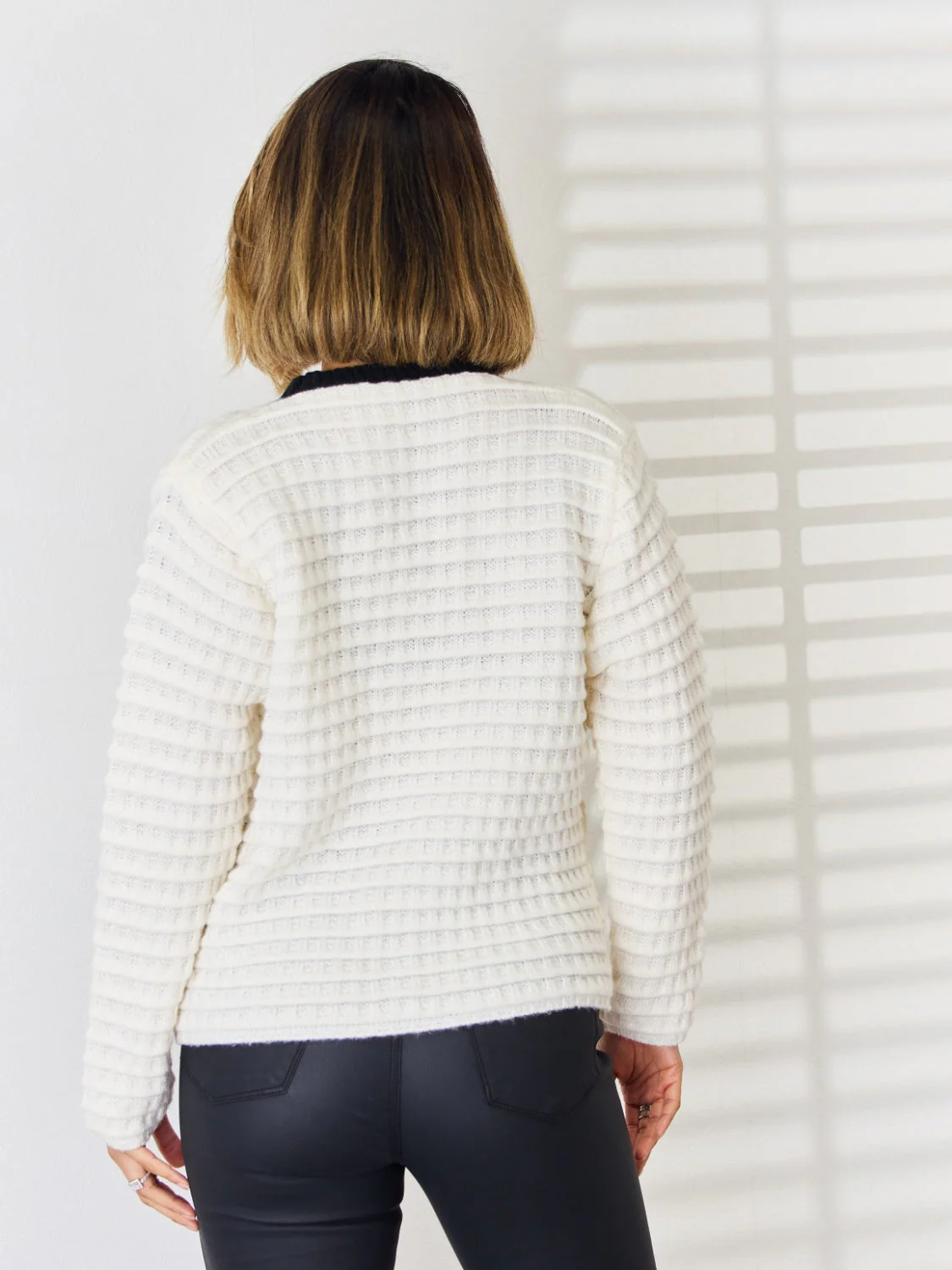 Contrast Trim Button Up Cardigan - Image 2