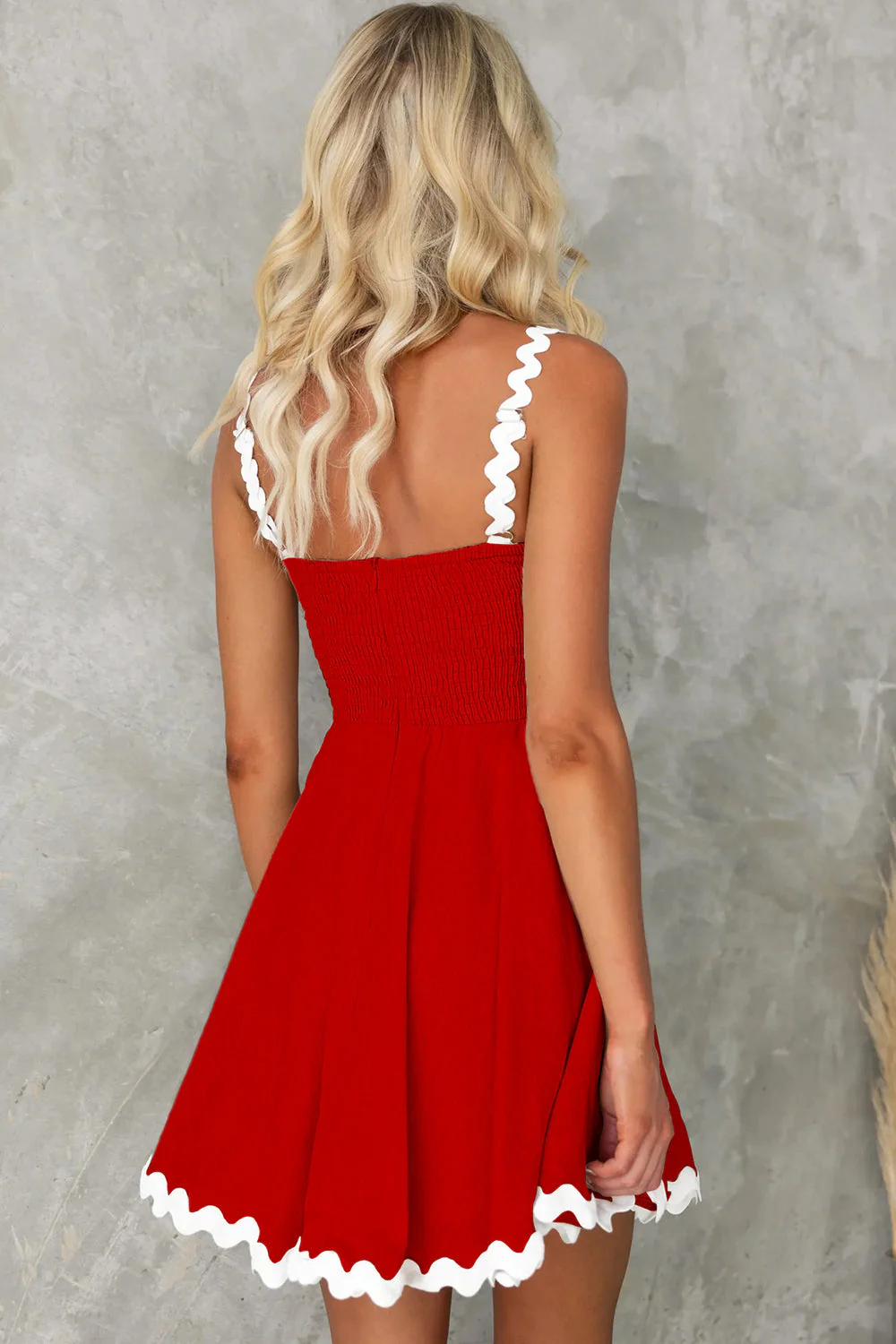 Contrast Trim Square Neck Mini Dress - Image 13