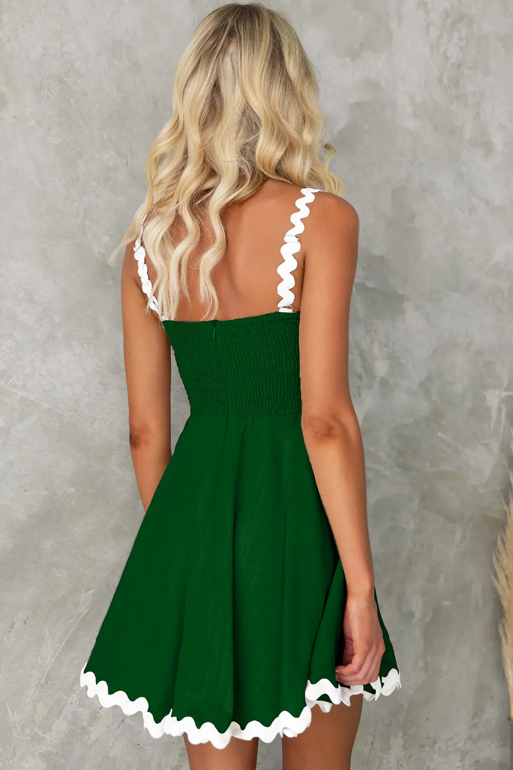 Contrast Trim Square Neck Mini Dress - Image 16