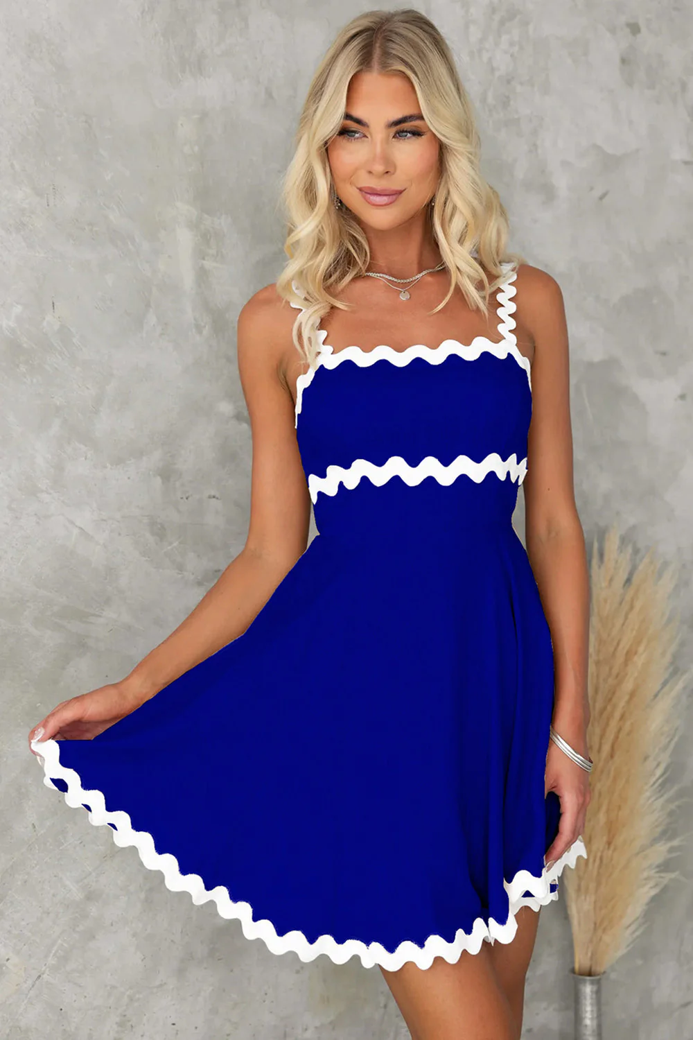 Contrast Trim Square Neck Mini Dress - Image 17
