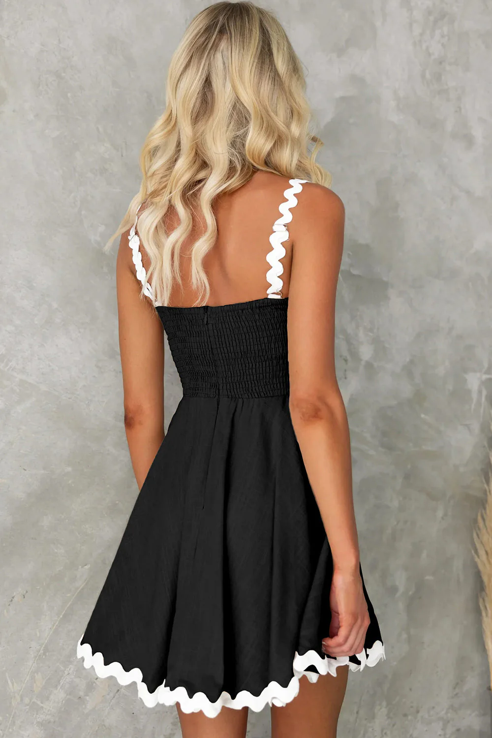 Contrast Trim Square Neck Mini Dress - Image 2