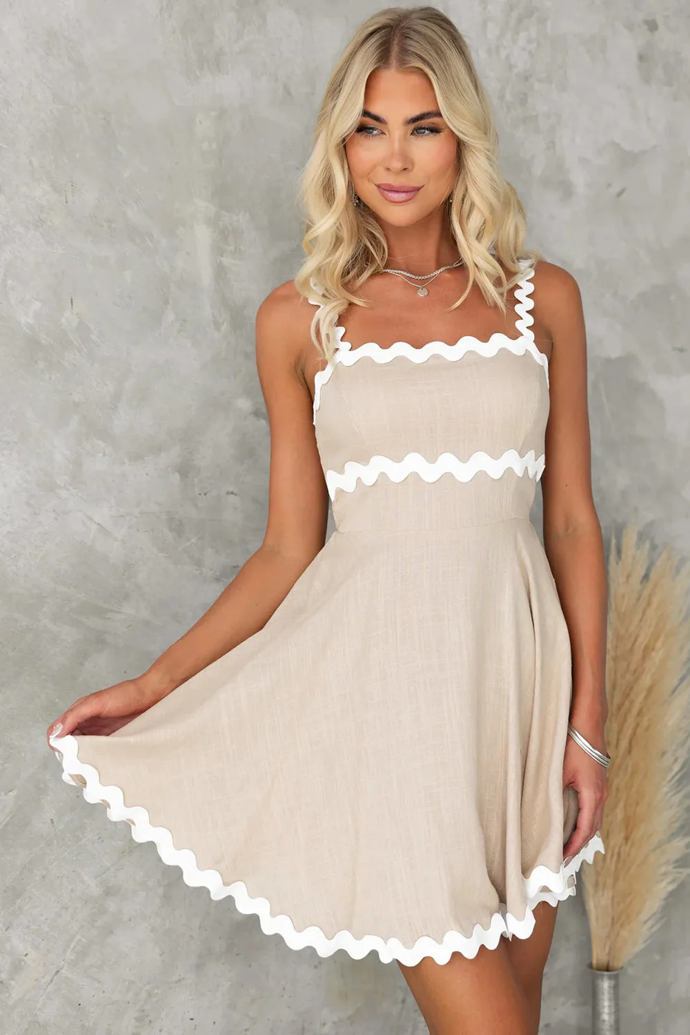 Contrast Trim Square Neck Mini Dress - Image 4