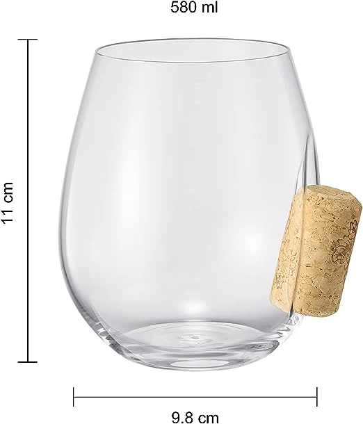 Corked Stemless Wine Glasses | Single | Stuck In The Glass Wine Cork Cocktail Glassware, Enthusiast Gift, Artisanal Crystal Glassware - Gift Idea for Him, Her, Wine Lover, Housewarming (19.6 OZ) by The Wine Savant - Image 4