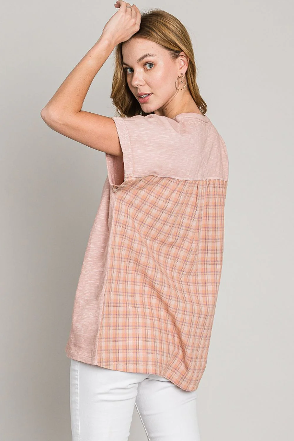 Cotton Bleu by Nu Label Plaid Short Sleeve T-Shirt - Image 2