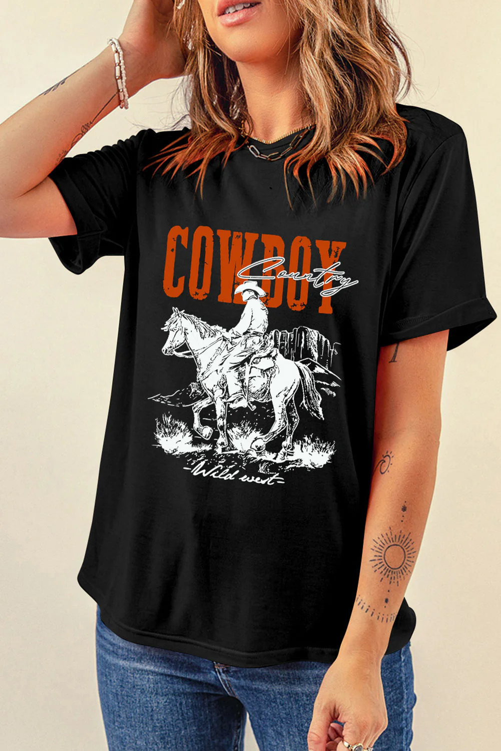 COWBOY Round Neck Short Sleeve T-Shirt - Image 2