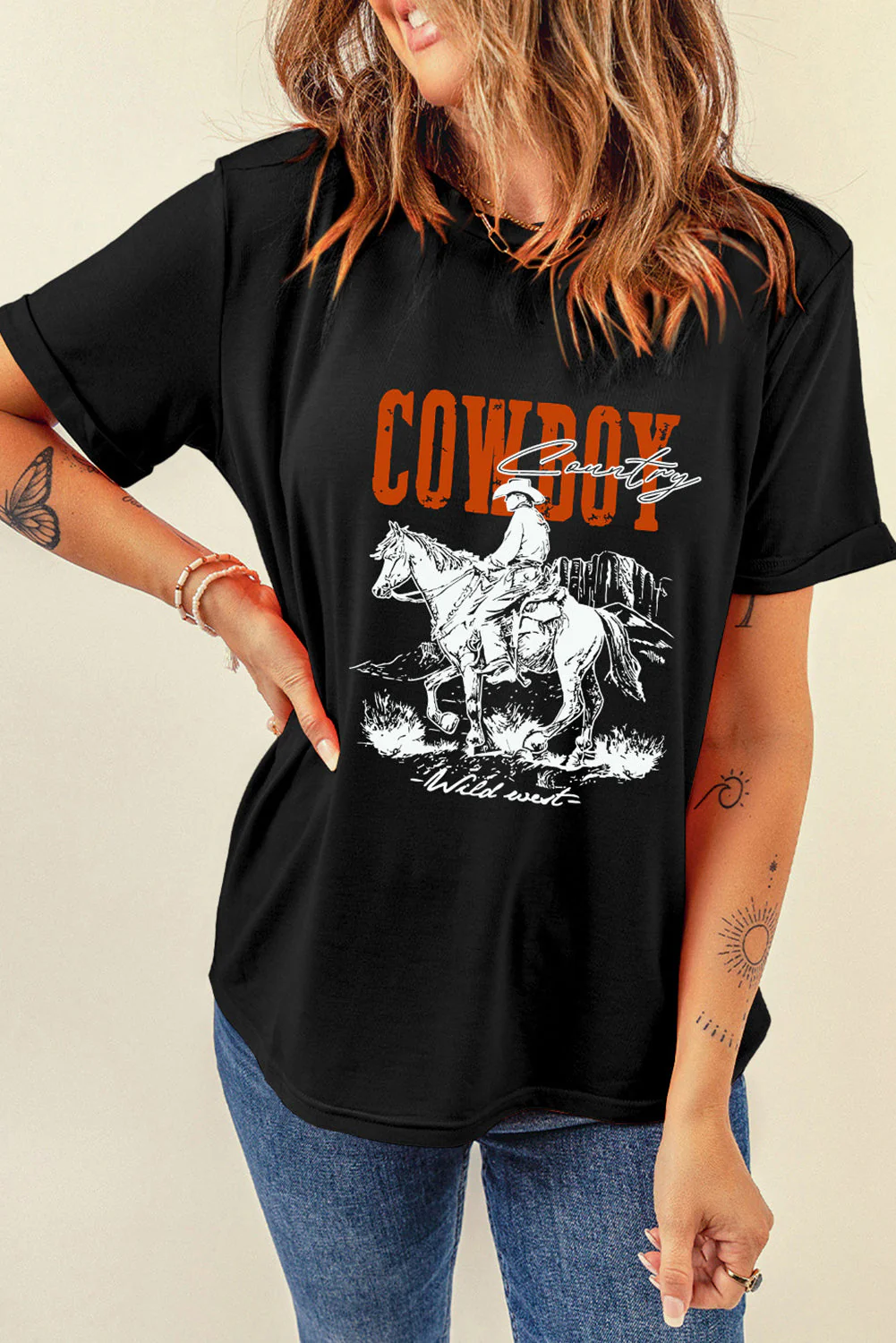 COWBOY Round Neck Short Sleeve T-Shirt - Image 3