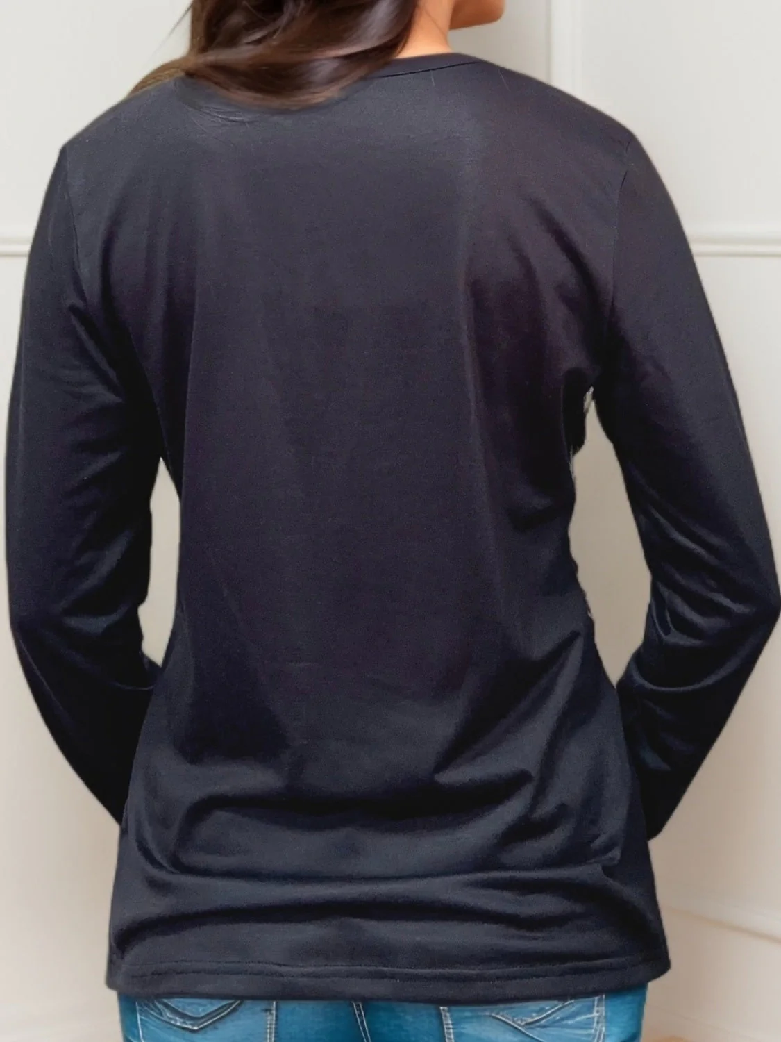 Crisscross Leopard V-Neck Long Sleeve T-Shirt - Image 2