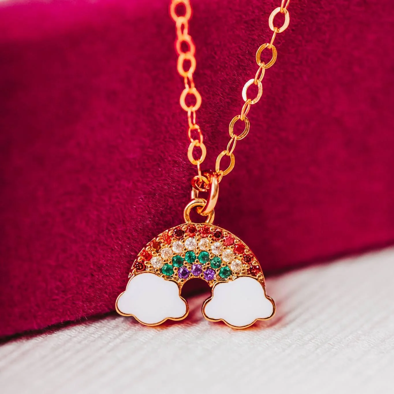 Crystal Rainbow Gold Necklace by Salt and Sparkle - Image 2