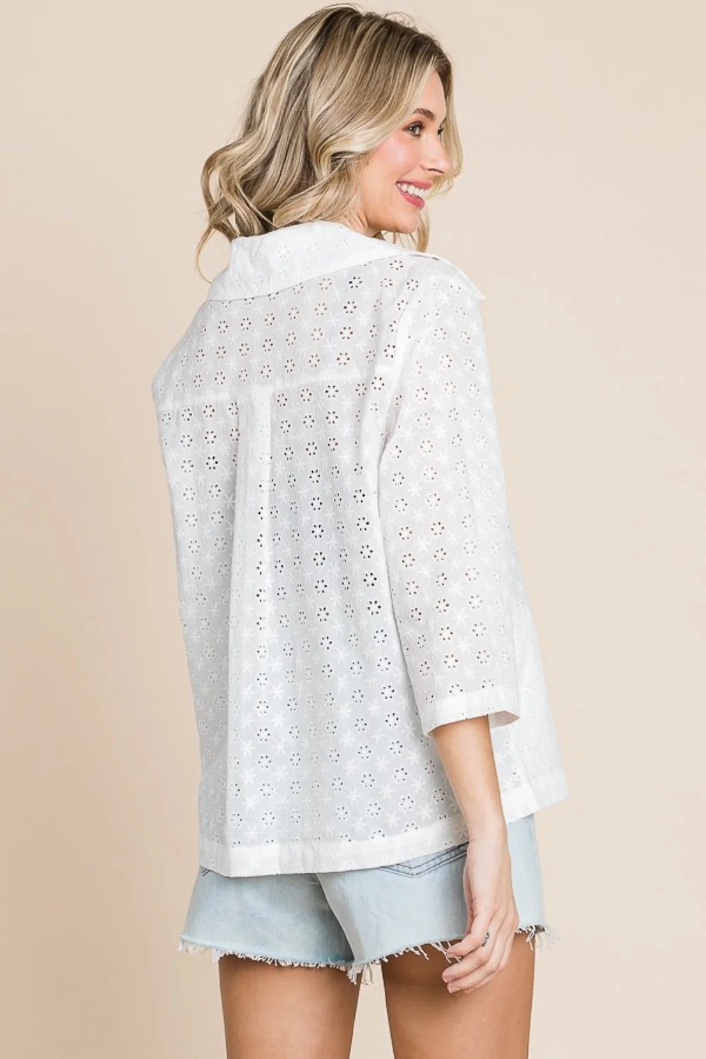 Culture Code Double Breasted Eyelet Jacket with Pockets - Image 2