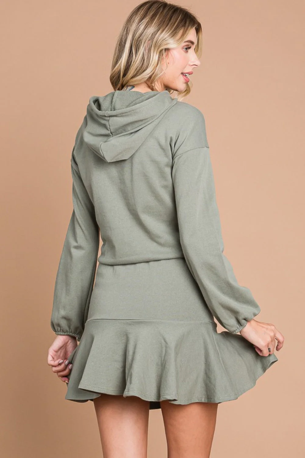 Culture Code Full Size Drawstring Dropped Shoulder Hooded Mini Dress - Image 2