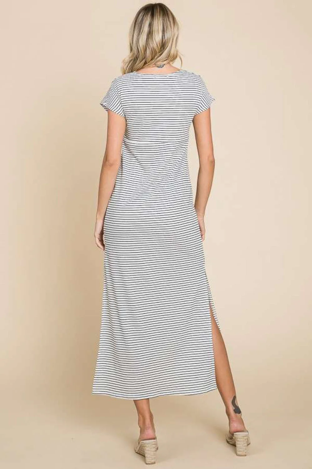 Culture Code Full Size Striped Twisted Detail Dress - Image 2