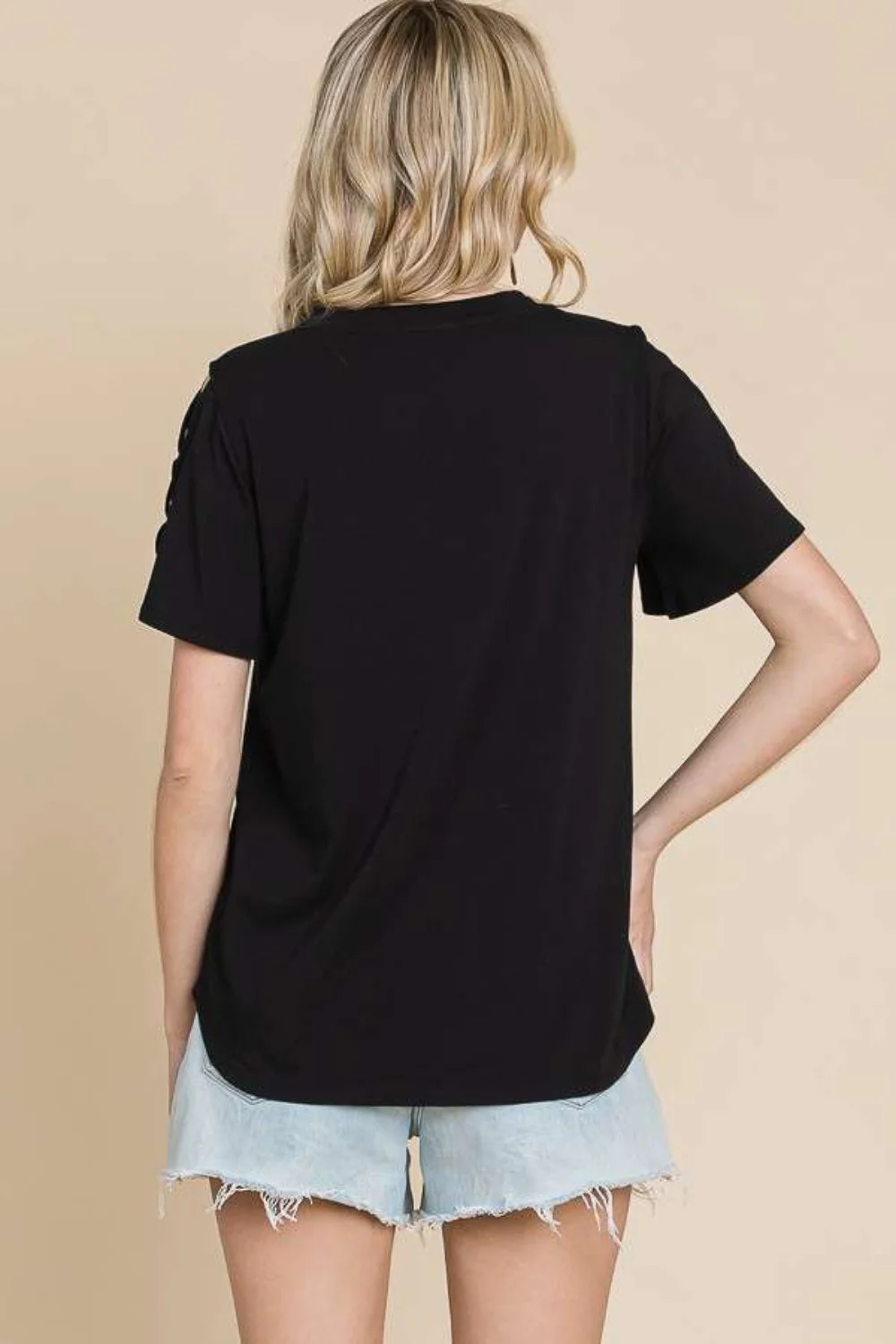 Culture Code Round Neck Crisscross Short Sleeve T-Shirt - Image 2