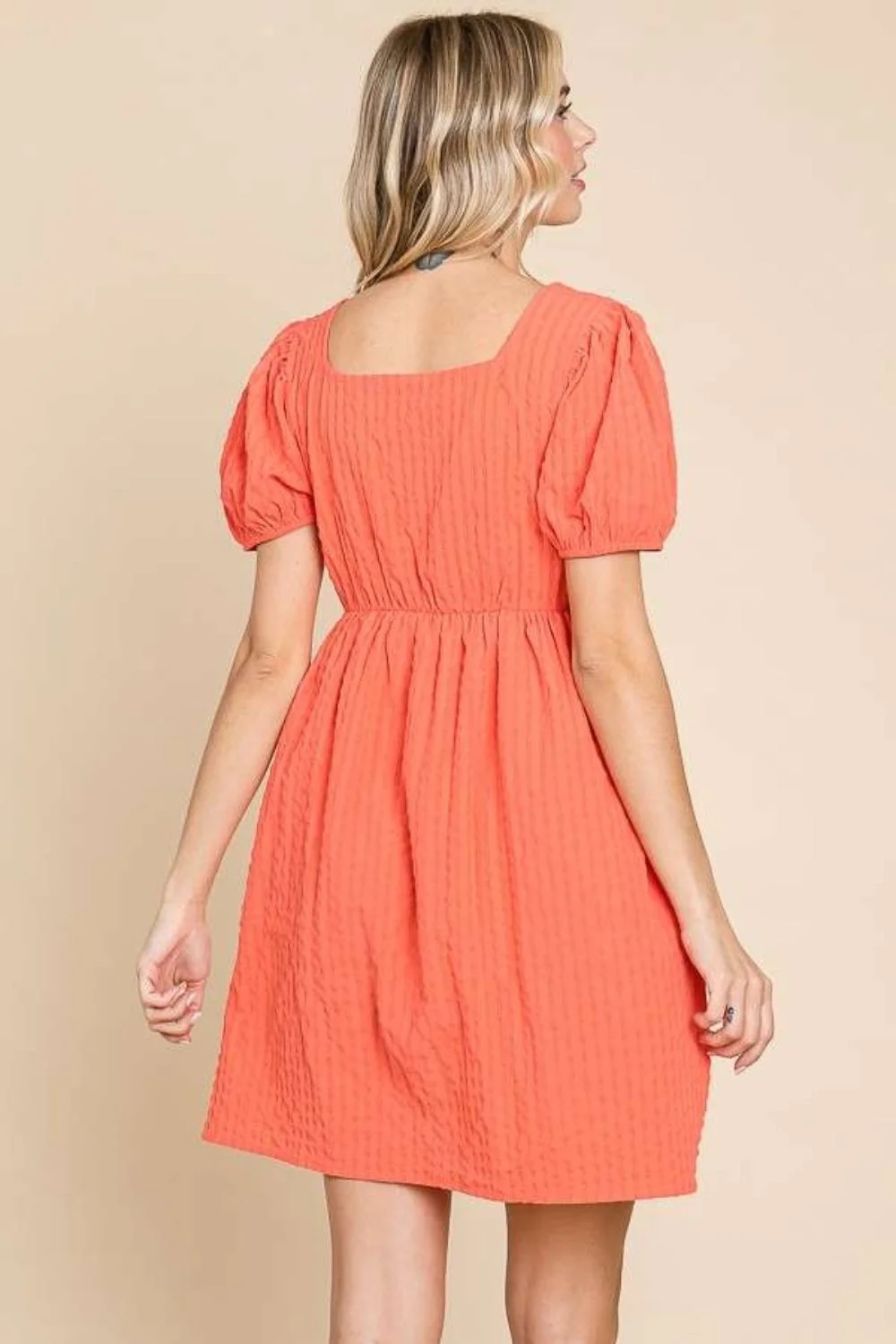 Culture Code Textured Square Neck Short Sleeve Dress - Image 2