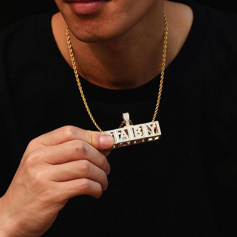 Custom Cubic Iced Baby Bock Letters Pendant Necklace by Bling Proud | Urban Jewelry Online Store - Image 3
