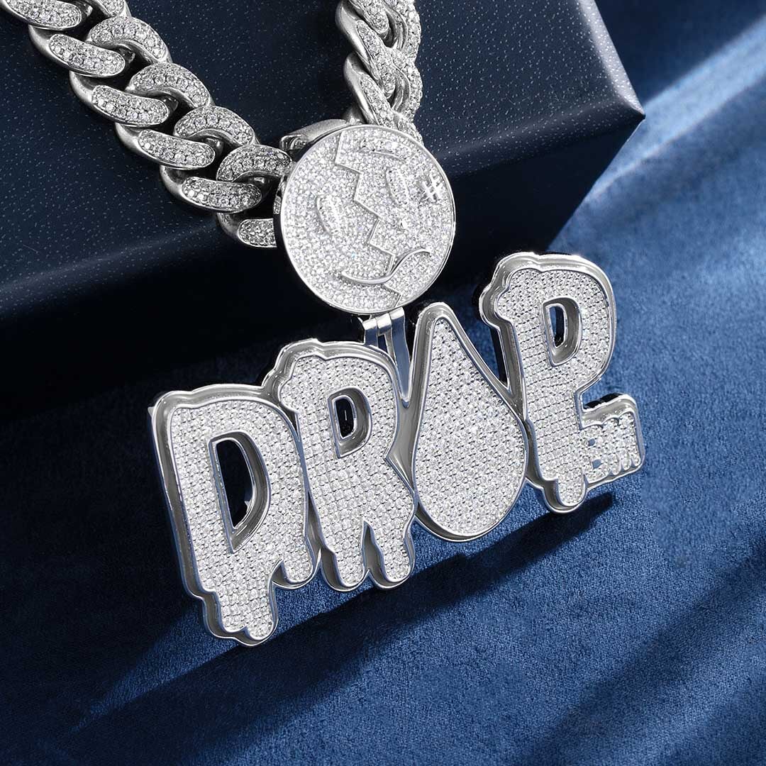 Custom Moissanite Diamond Letters Glow In The Dark Pendant Deposit (Non-refundable) by Bling Proud | Urban Jewelry Online Store - Image 2