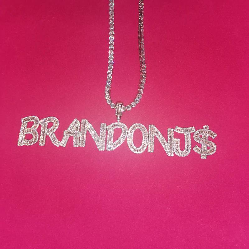 Custom Name Baguette Letters Pendant by Bling Proud | Urban Jewelry Online Store - Image 2