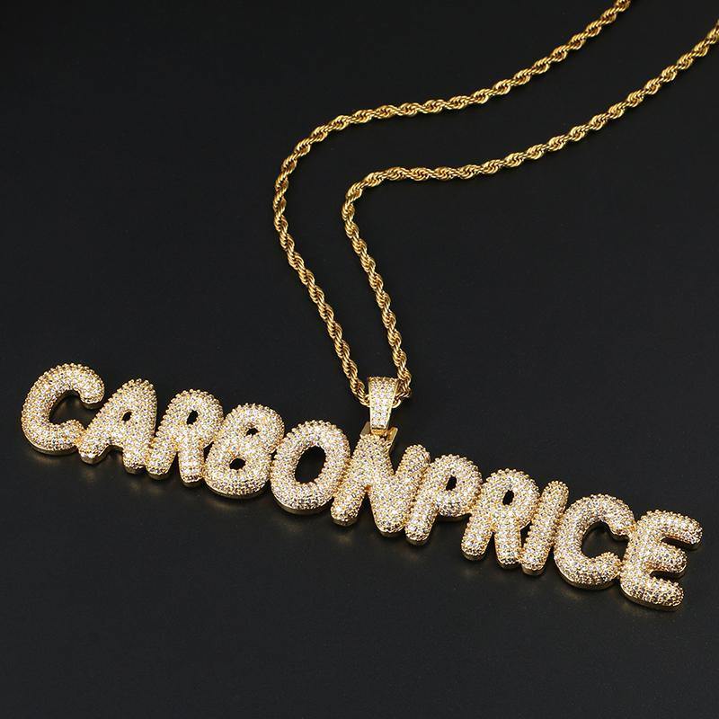 Custom Name Iced Bubble Letter Pendant 18k Gold by Bling Proud | Urban Jewelry Online Store - Image 2