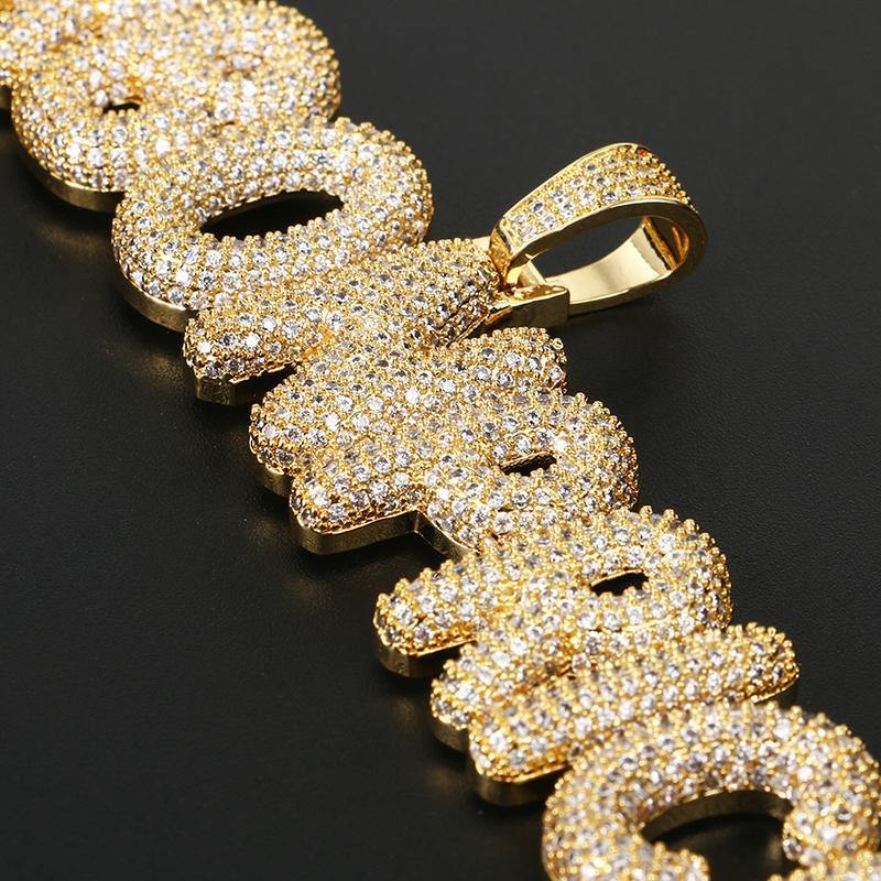 Custom Name Iced Bubble Letter Pendant 18k Gold by Bling Proud | Urban Jewelry Online Store - Image 3