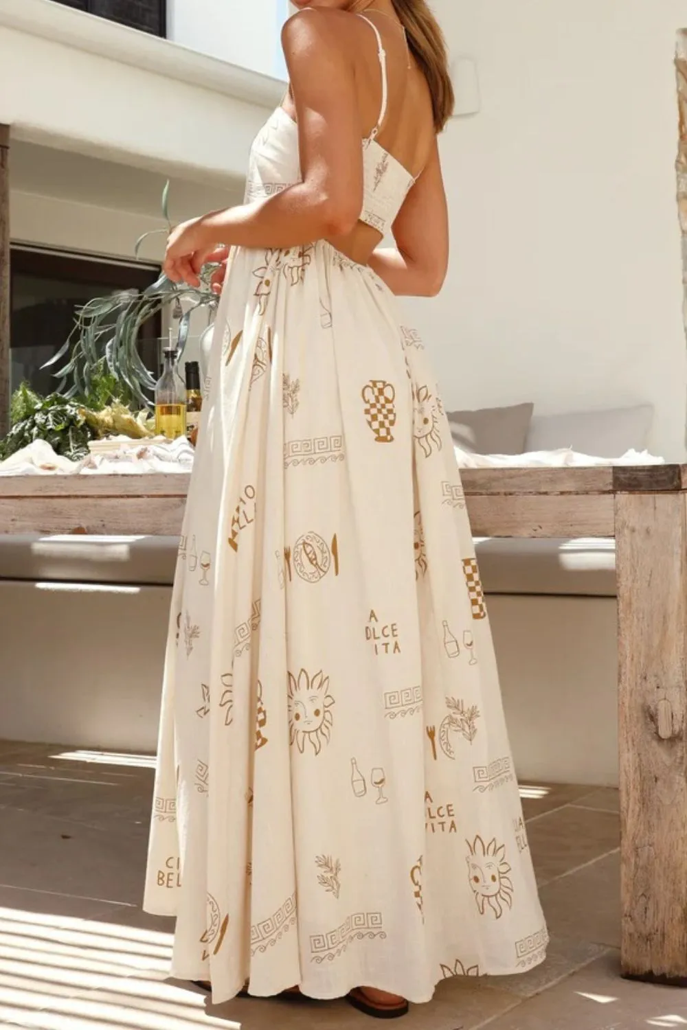 Cutout Back Printed Square Neck Maxi Cami Dress - Image 11