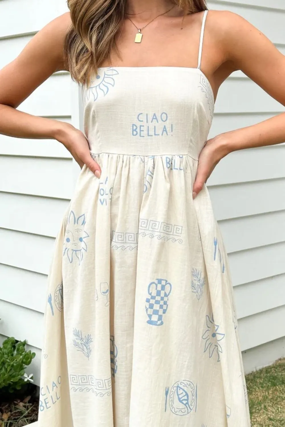 Cutout Back Printed Square Neck Maxi Cami Dress - Image 19