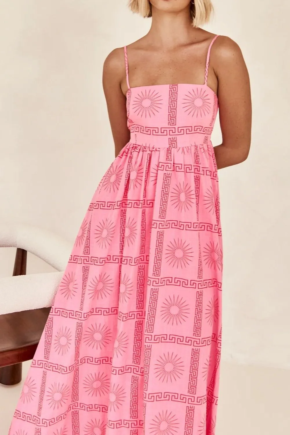 Cutout Back Printed Square Neck Maxi Cami Dress - Image 2