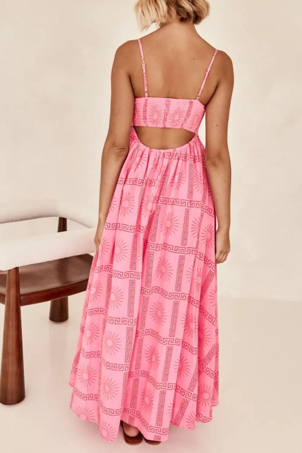 Cutout Back Printed Square Neck Maxi Cami Dress - Image 6