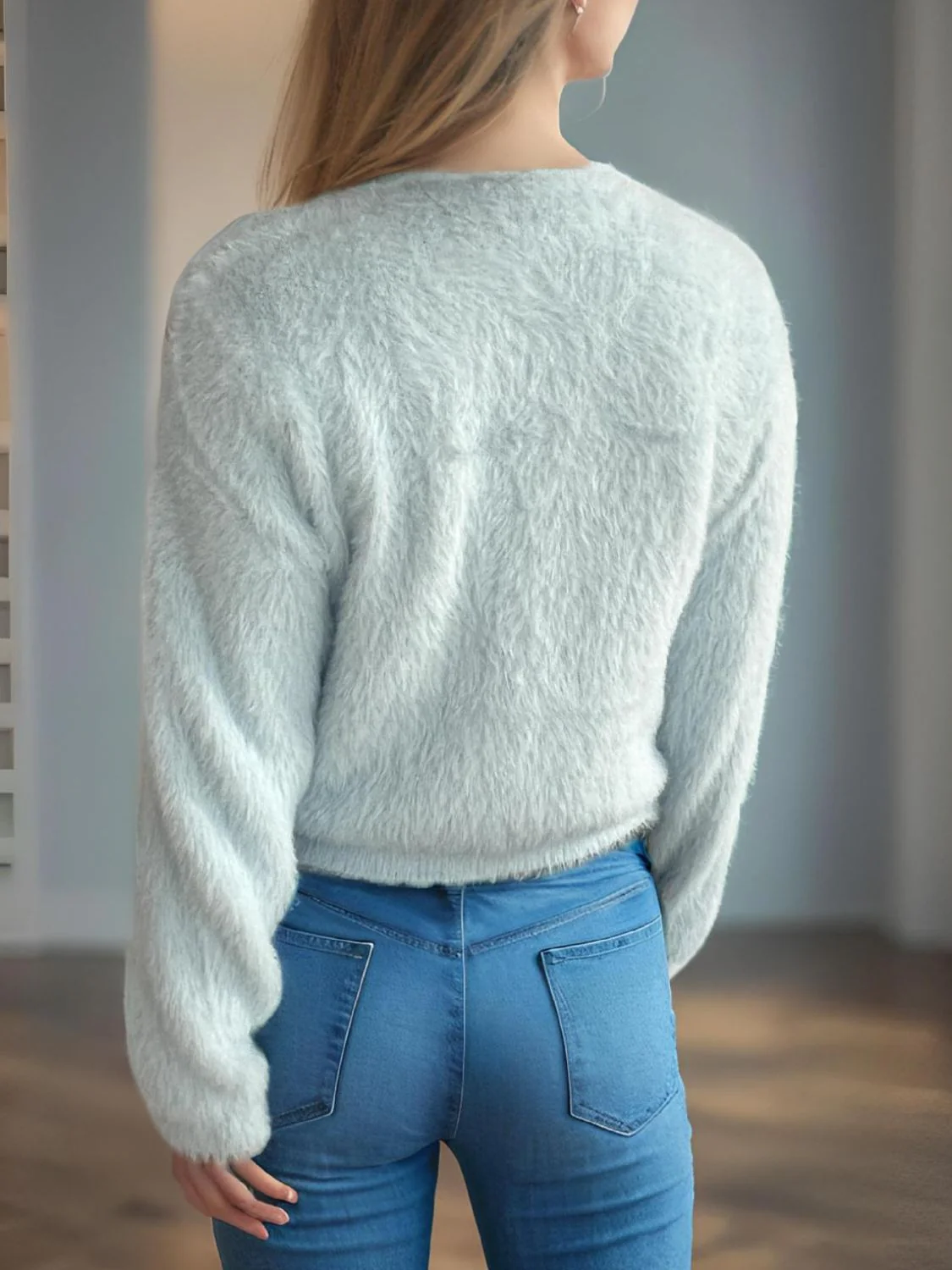 Cutout Knot Button Long Sleeve Cardigan - Image 16