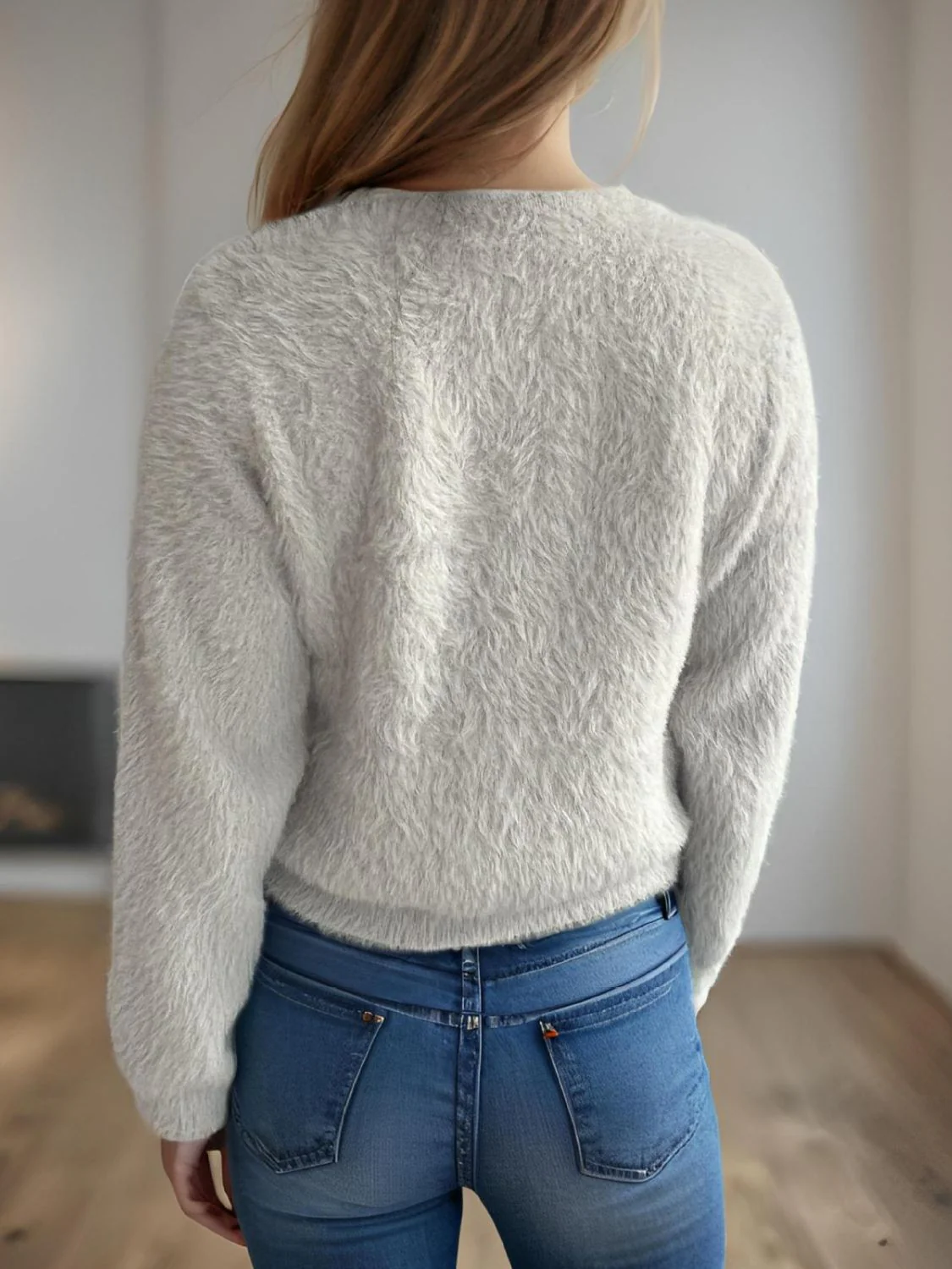 Cutout Knot Button Long Sleeve Cardigan - Image 21