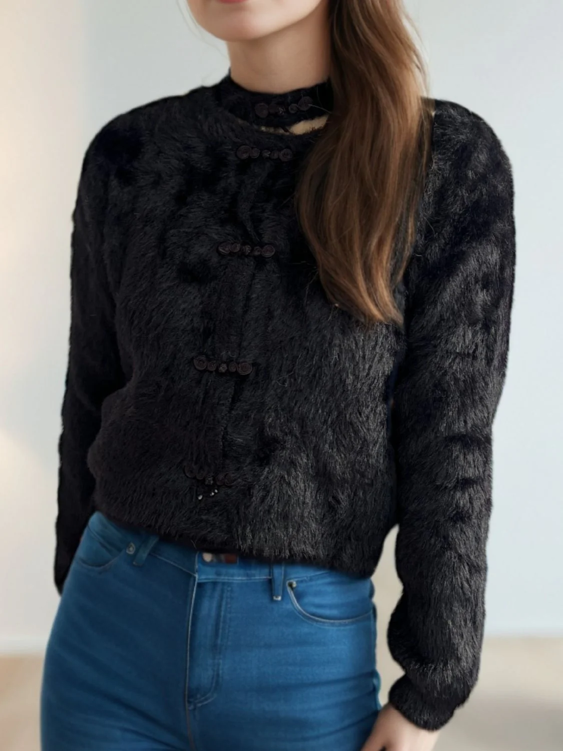 Cutout Knot Button Long Sleeve Cardigan - Image 22