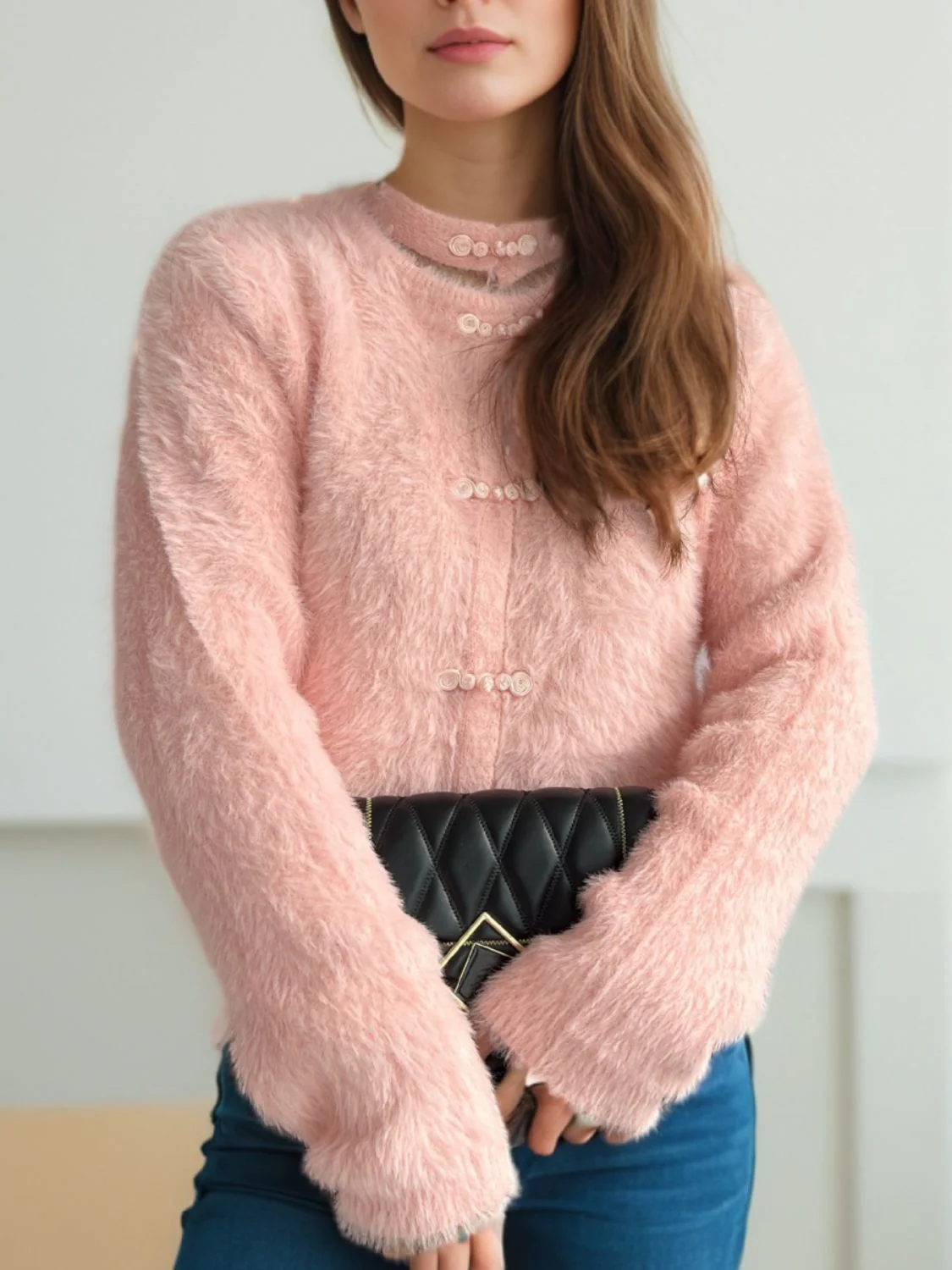 Cutout Knot Button Long Sleeve Cardigan - Image 5