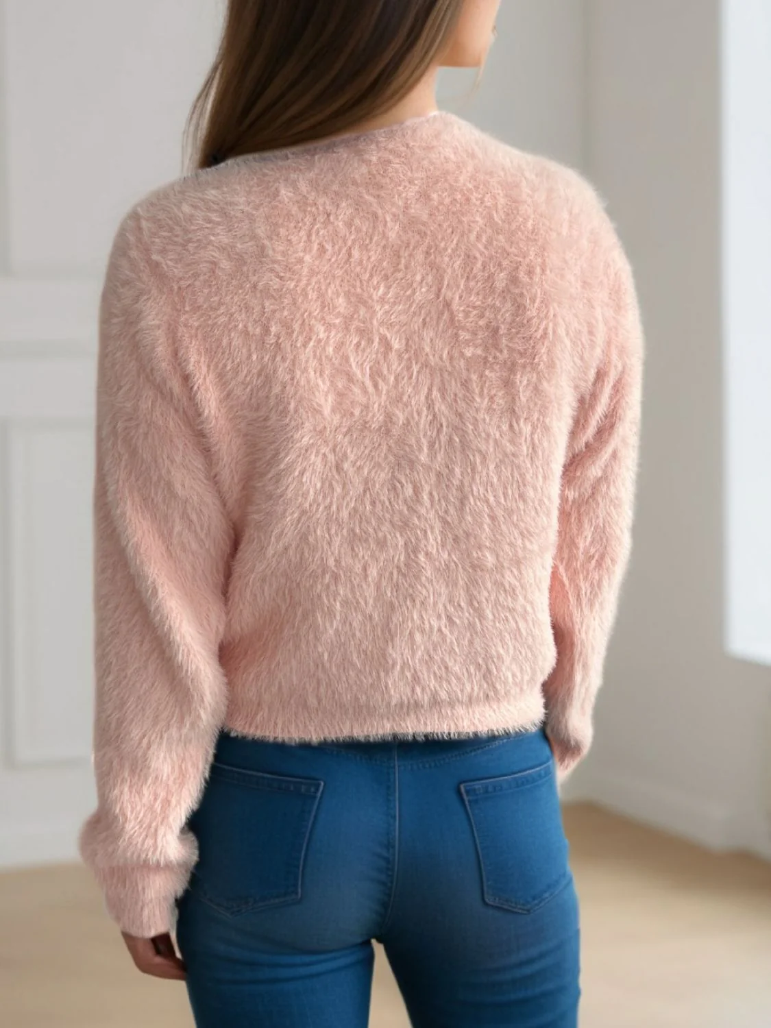 Cutout Knot Button Long Sleeve Cardigan - Image 8