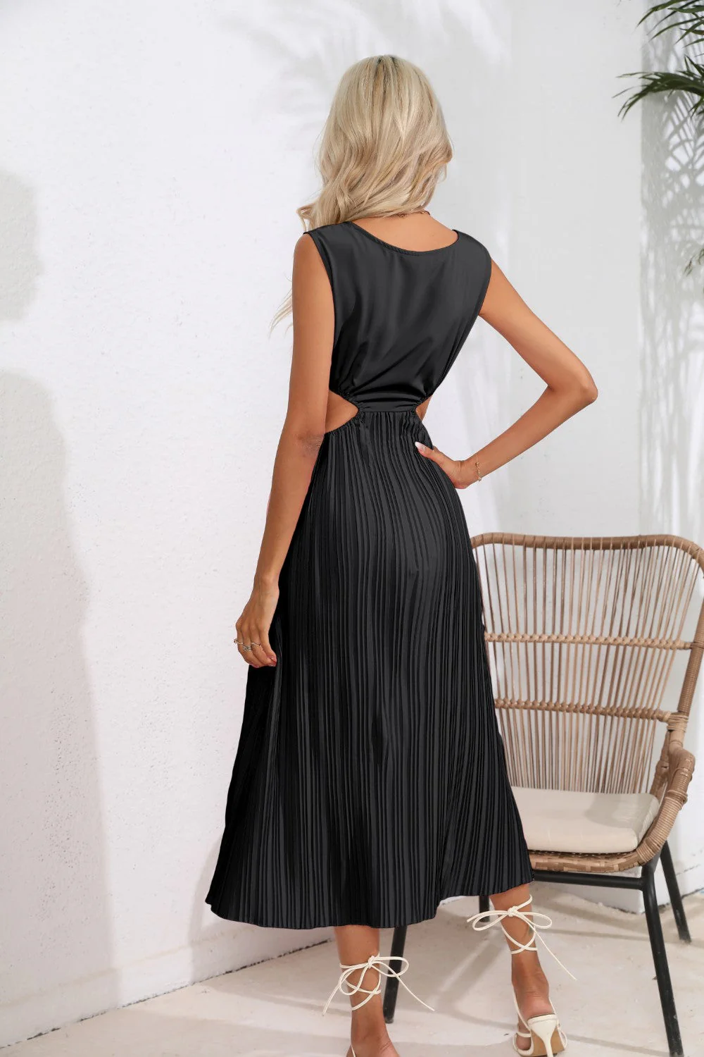 Cutout Ruched Round Neck Tank Dress - Image 8