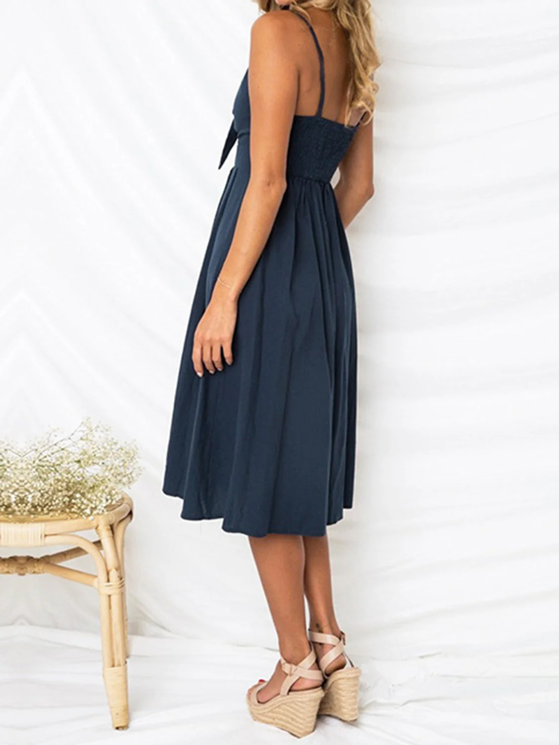 Cutout Smocked Sweetheart Neck Cami Dress - Image 10