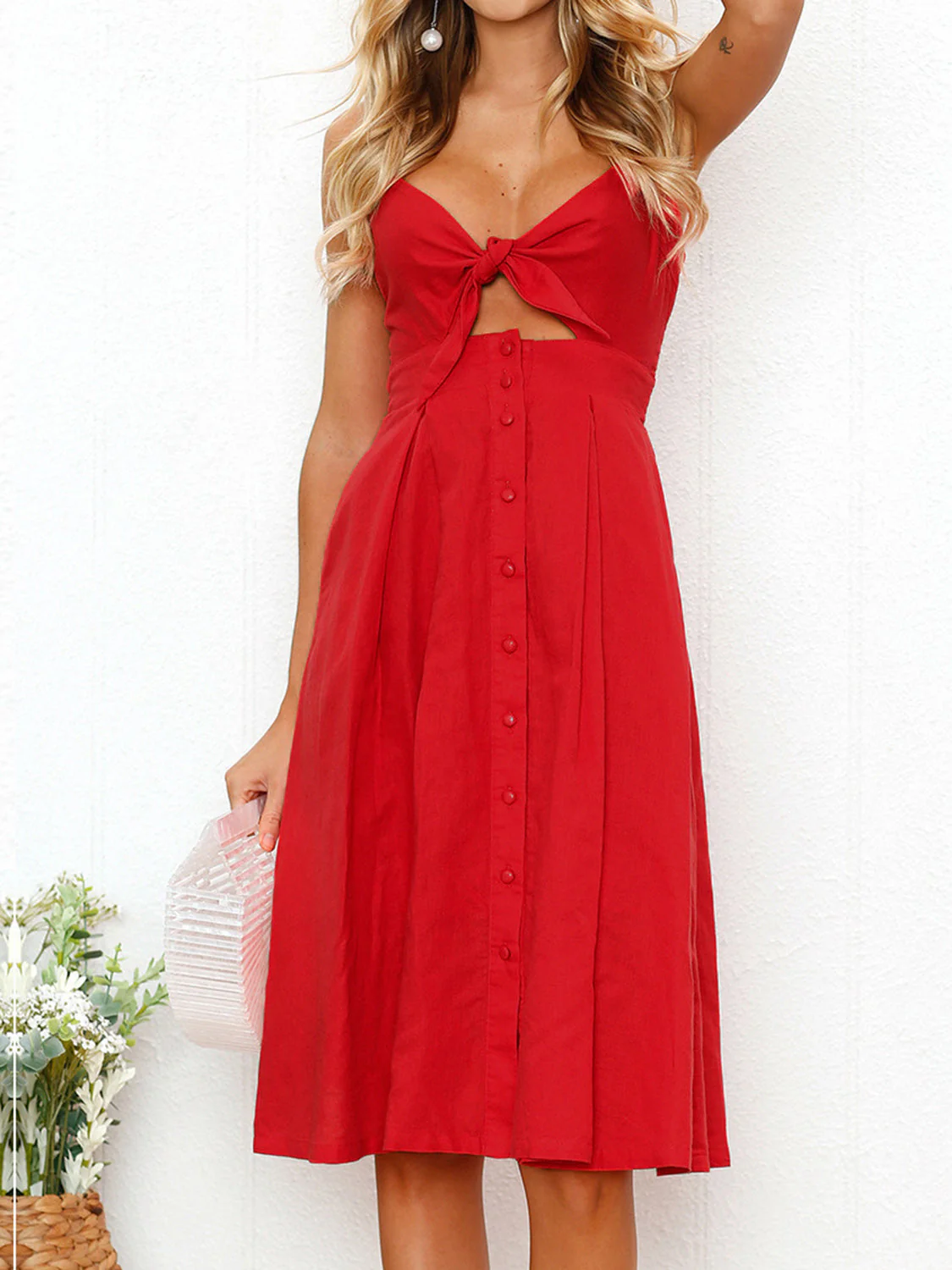 Cutout Smocked Sweetheart Neck Cami Dress - Image 17