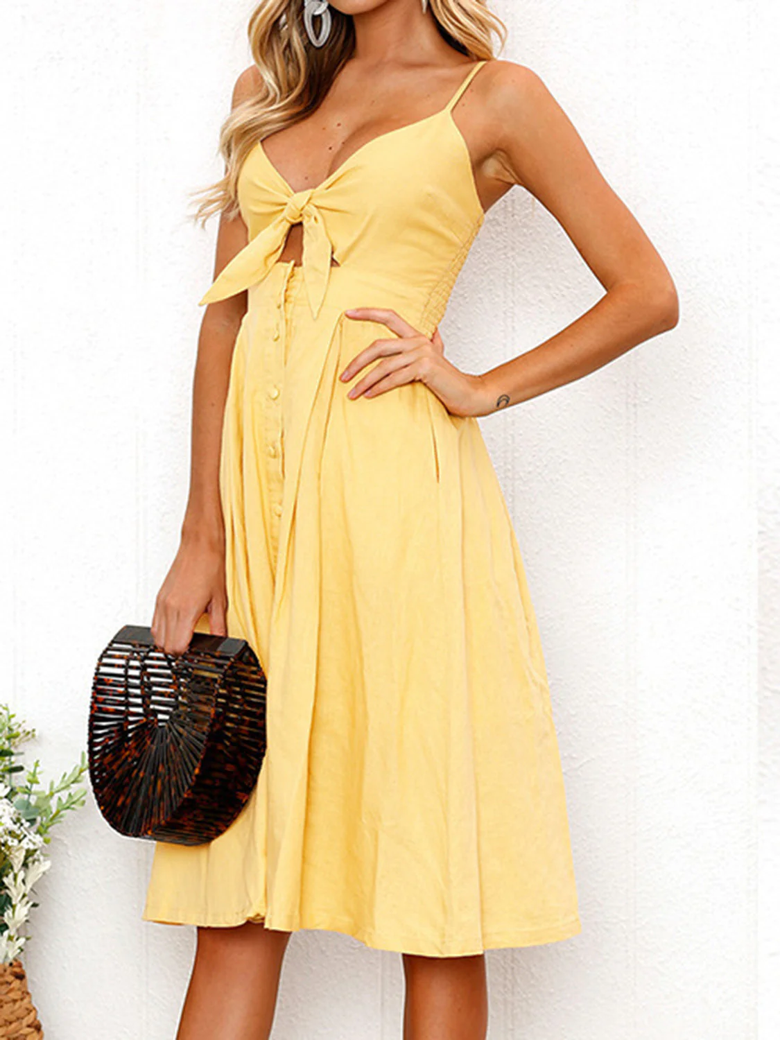 Cutout Smocked Sweetheart Neck Cami Dress - Image 2