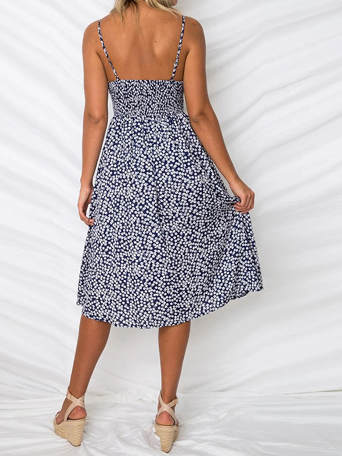 Cutout Smocked Sweetheart Neck Cami Dress - Image 22