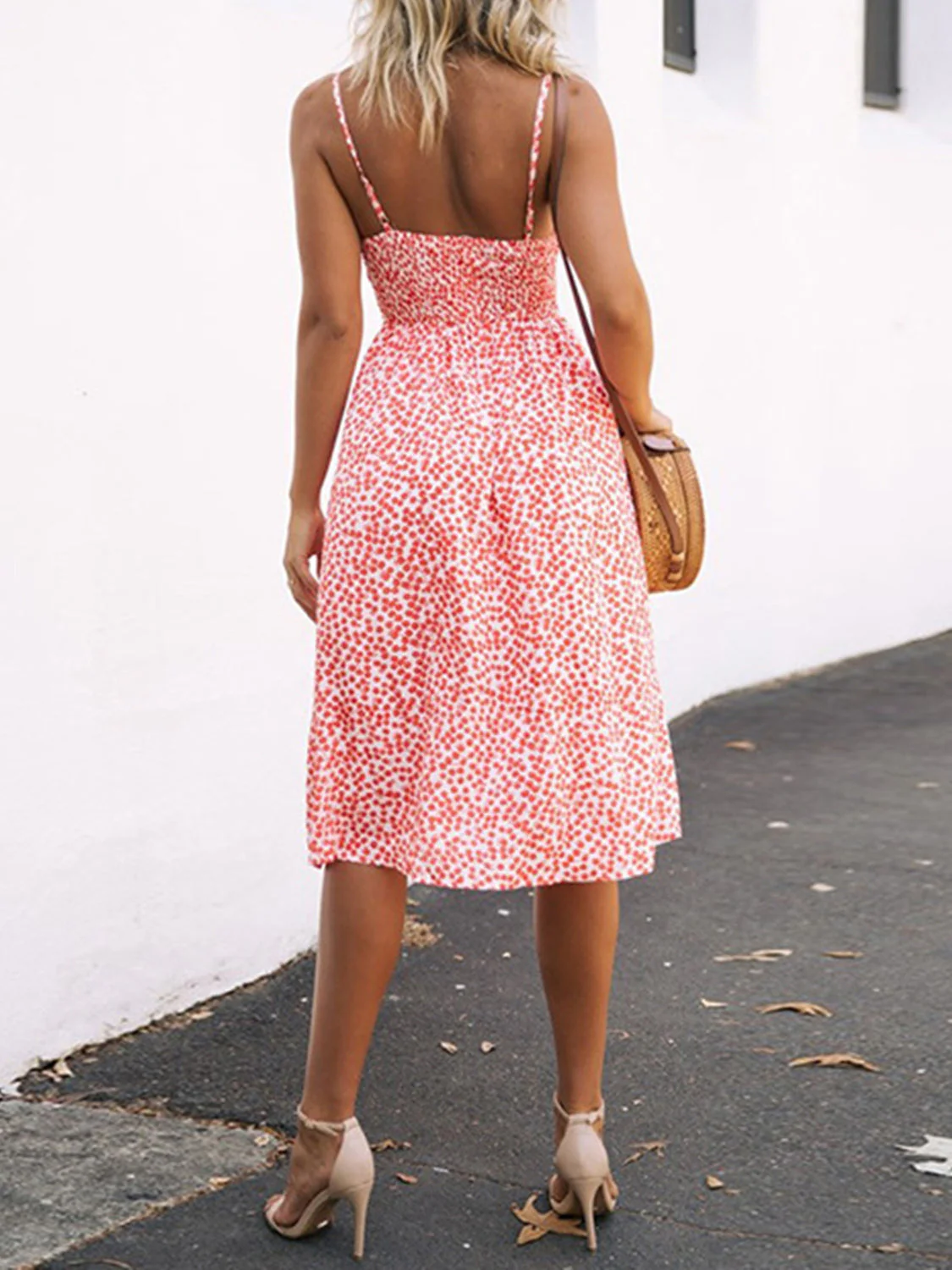 Cutout Smocked Sweetheart Neck Cami Dress - Image 24