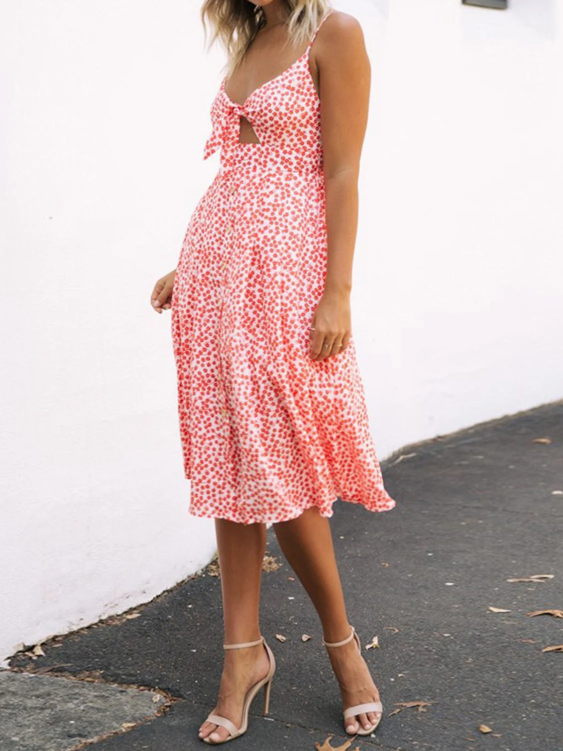 Cutout Smocked Sweetheart Neck Cami Dress - Image 25
