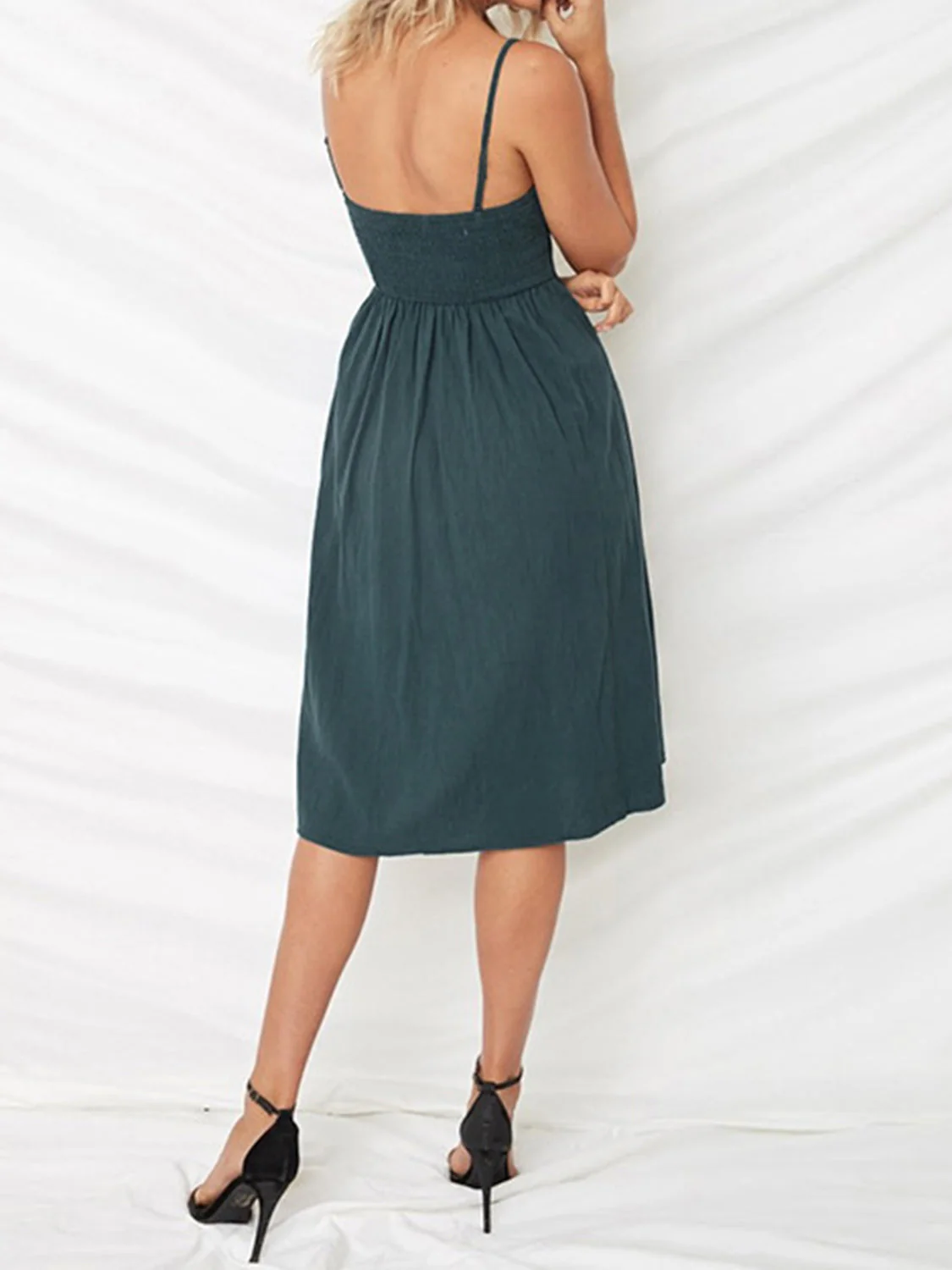 Cutout Smocked Sweetheart Neck Cami Dress - Image 28