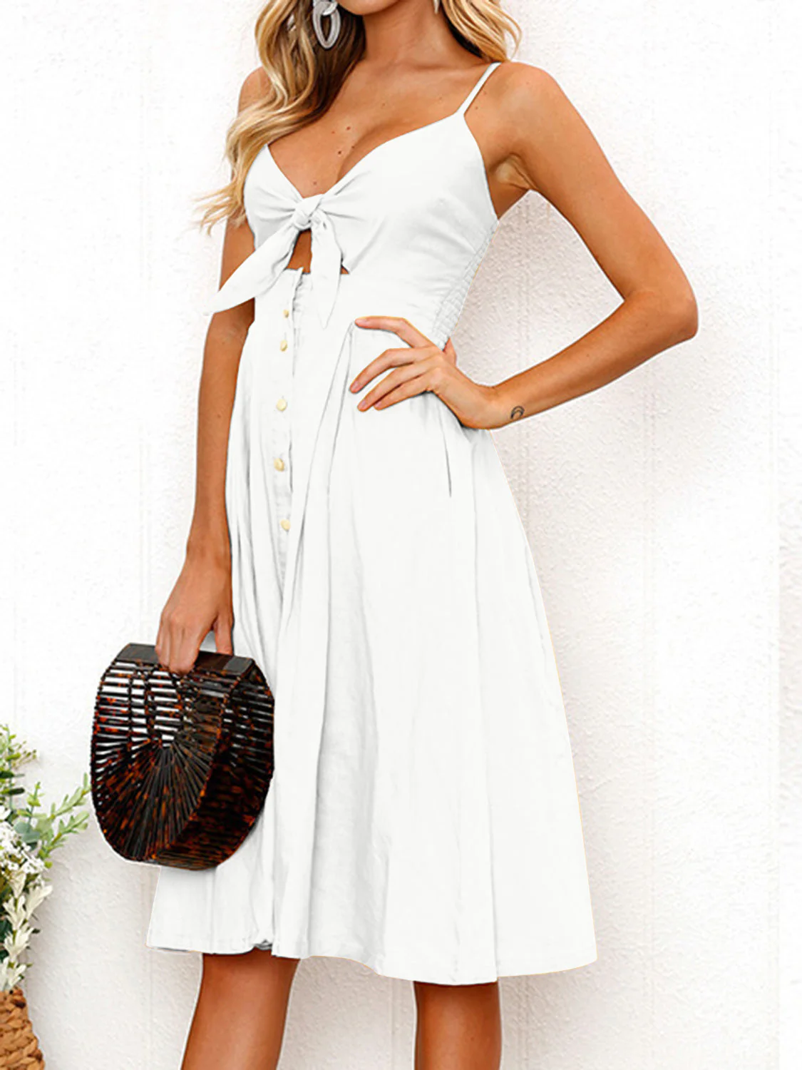 Cutout Smocked Sweetheart Neck Cami Dress - Image 8