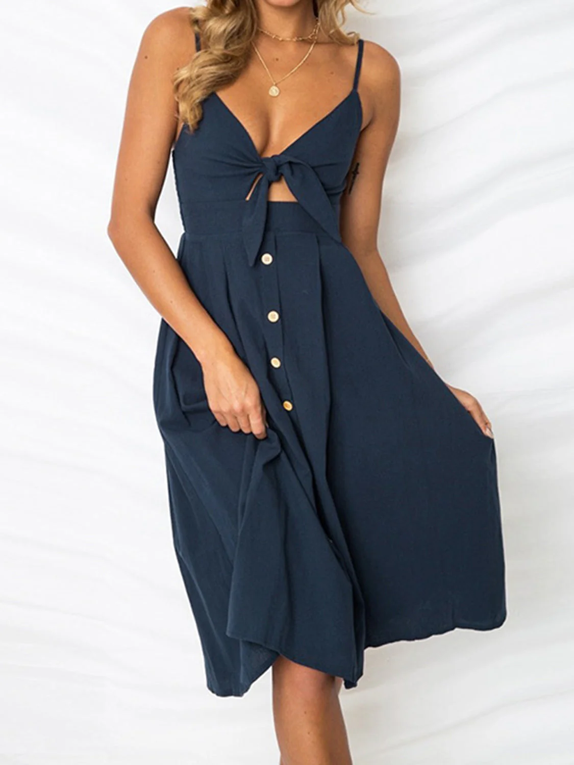 Cutout Smocked Sweetheart Neck Cami Dress - Image 9