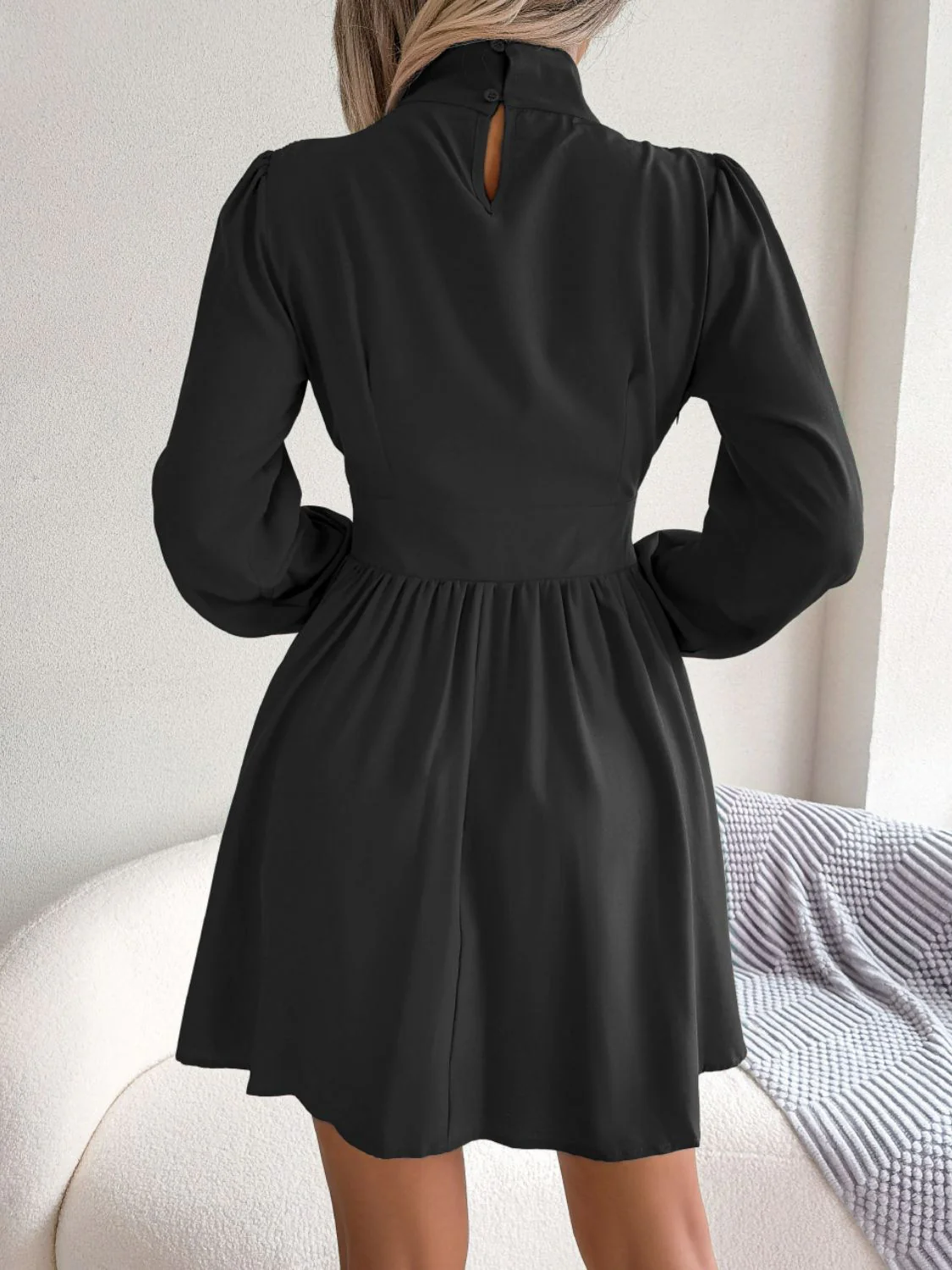 Cutout Turtleneck A-Line Mini Dress - Image 10