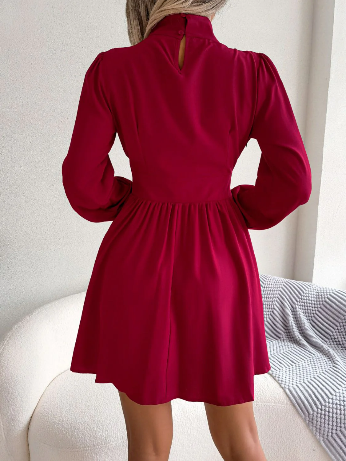 Cutout Turtleneck A-Line Mini Dress - Image 4