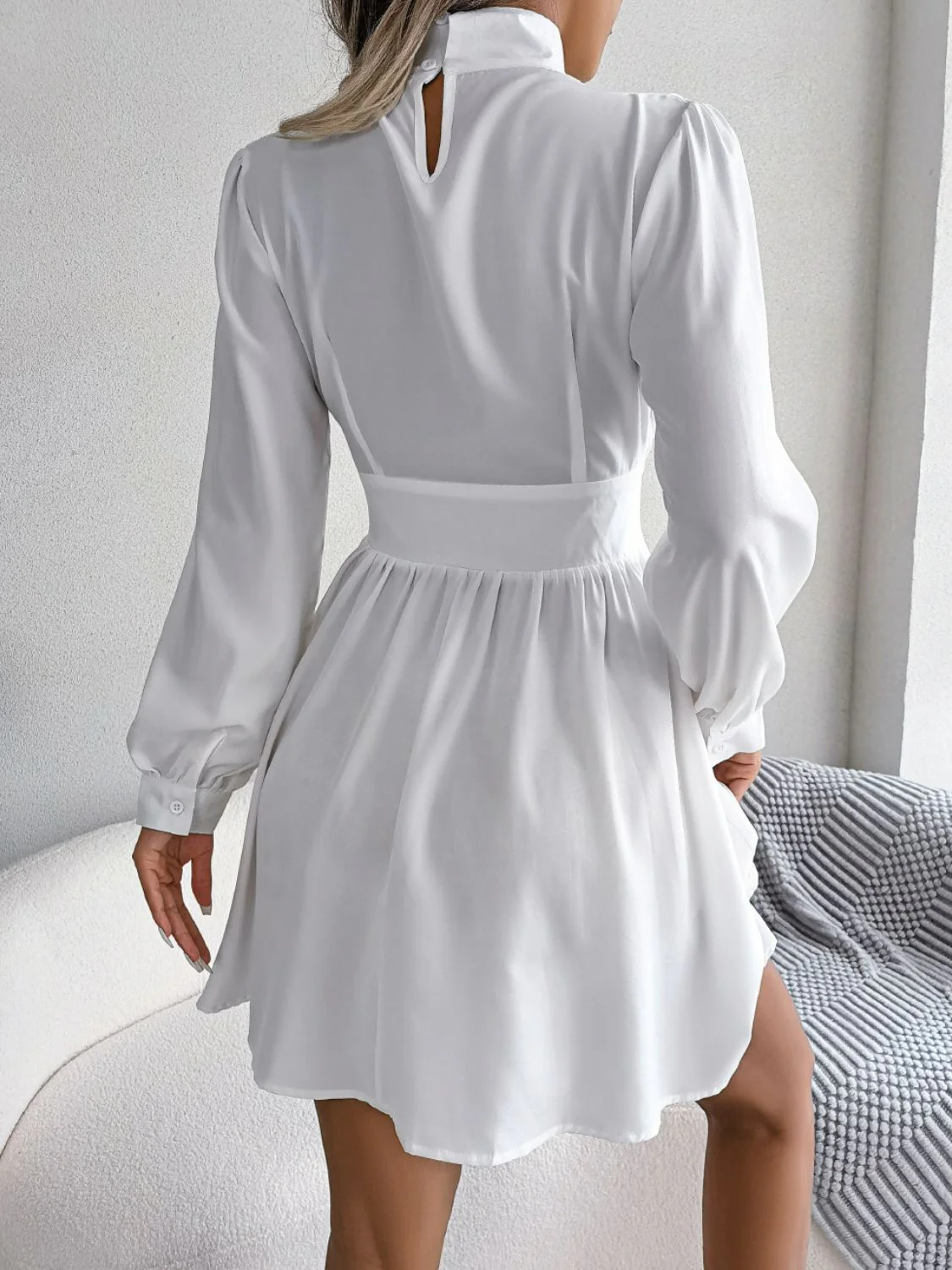 Cutout Turtleneck A-Line Mini Dress - Image 7