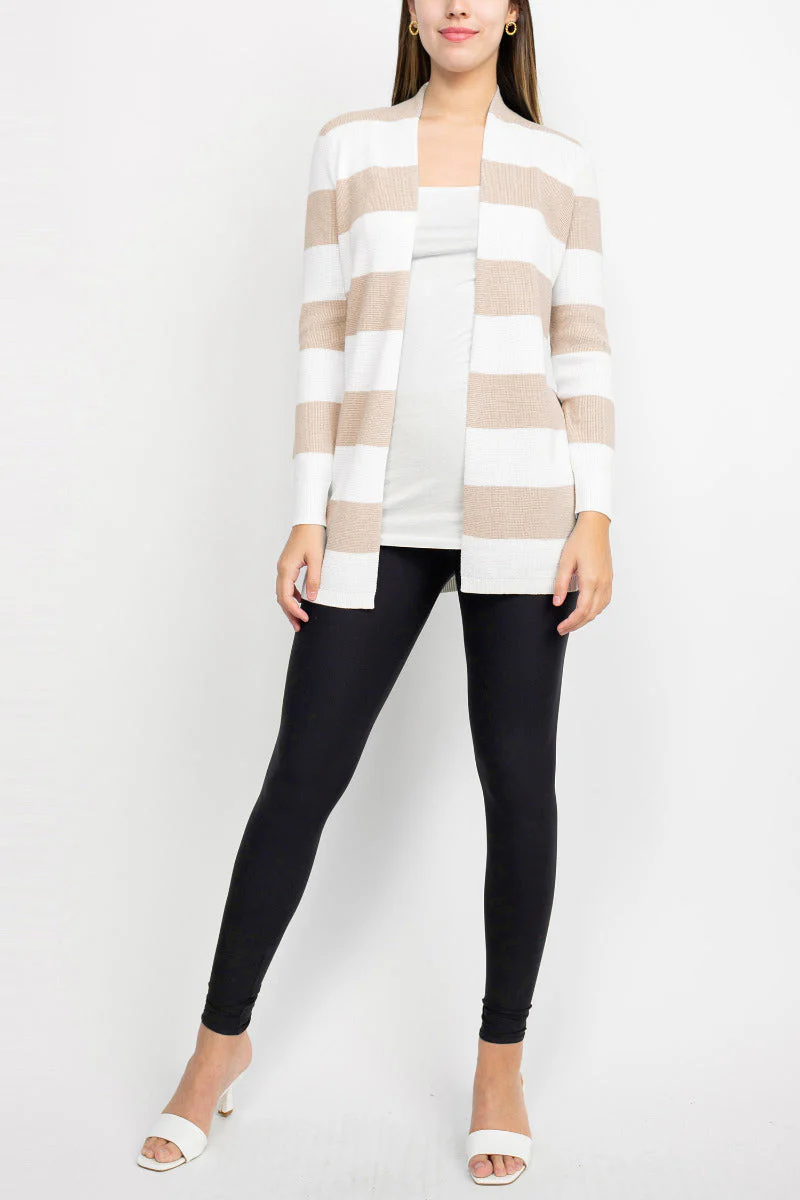 Cyrus Knits Open Front Long Sleeve Stripe Pattern Knit Cardigan by Curated Brands - Image 10