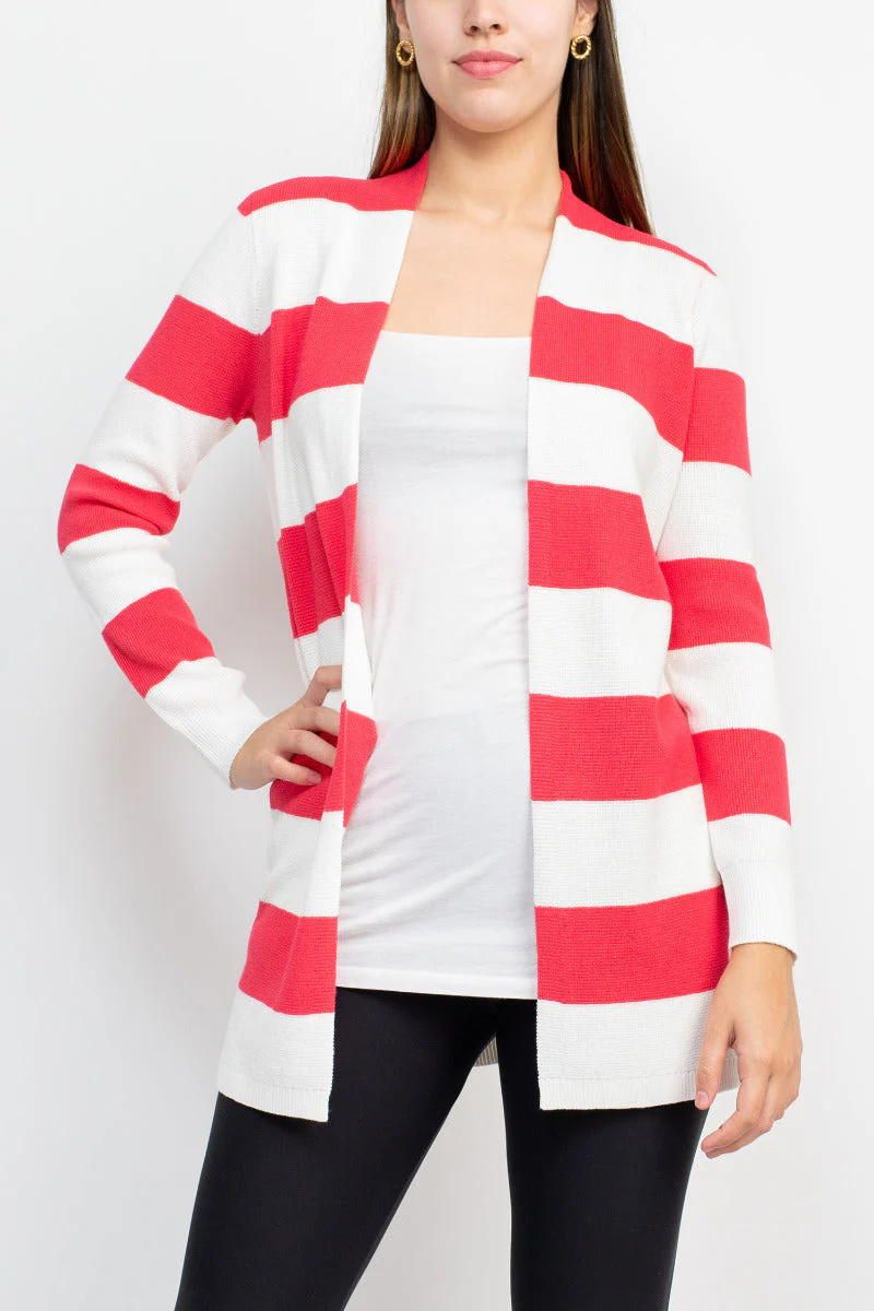 Cyrus Knits Open Front Long Sleeve Stripe Pattern Knit Cardigan by Curated Brands - Image 11