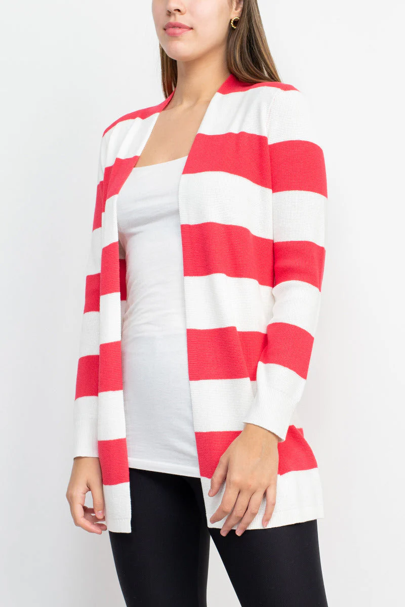 Cyrus Knits Open Front Long Sleeve Stripe Pattern Knit Cardigan by Curated Brands - Image 12