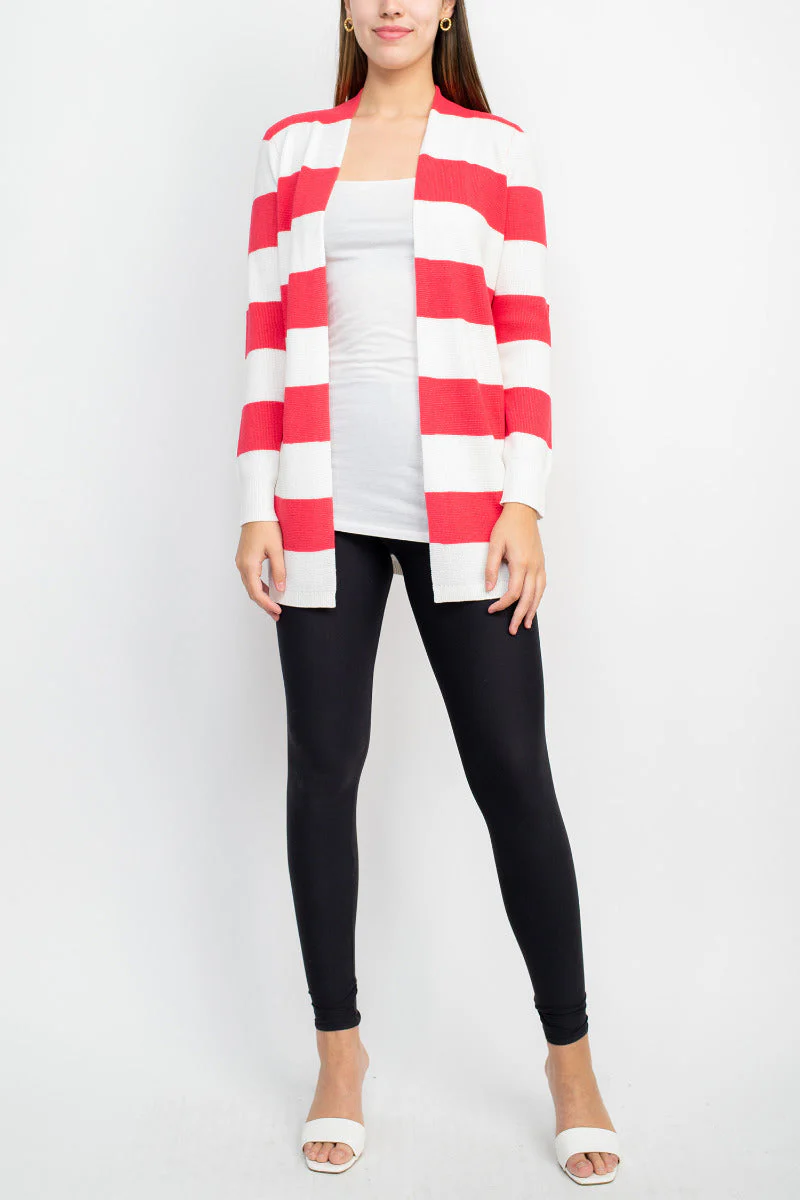 Cyrus Knits Open Front Long Sleeve Stripe Pattern Knit Cardigan by Curated Brands - Image 15