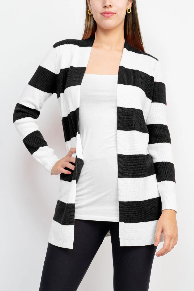 Cyrus Knits Open Front Long Sleeve Stripe Pattern Knit Cardigan by Curated Brands - Image 16