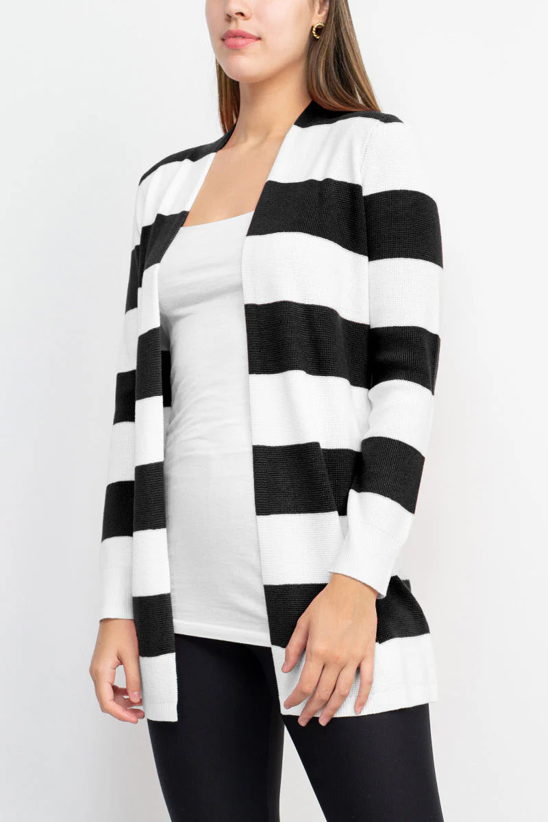 Cyrus Knits Open Front Long Sleeve Stripe Pattern Knit Cardigan by Curated Brands - Image 17